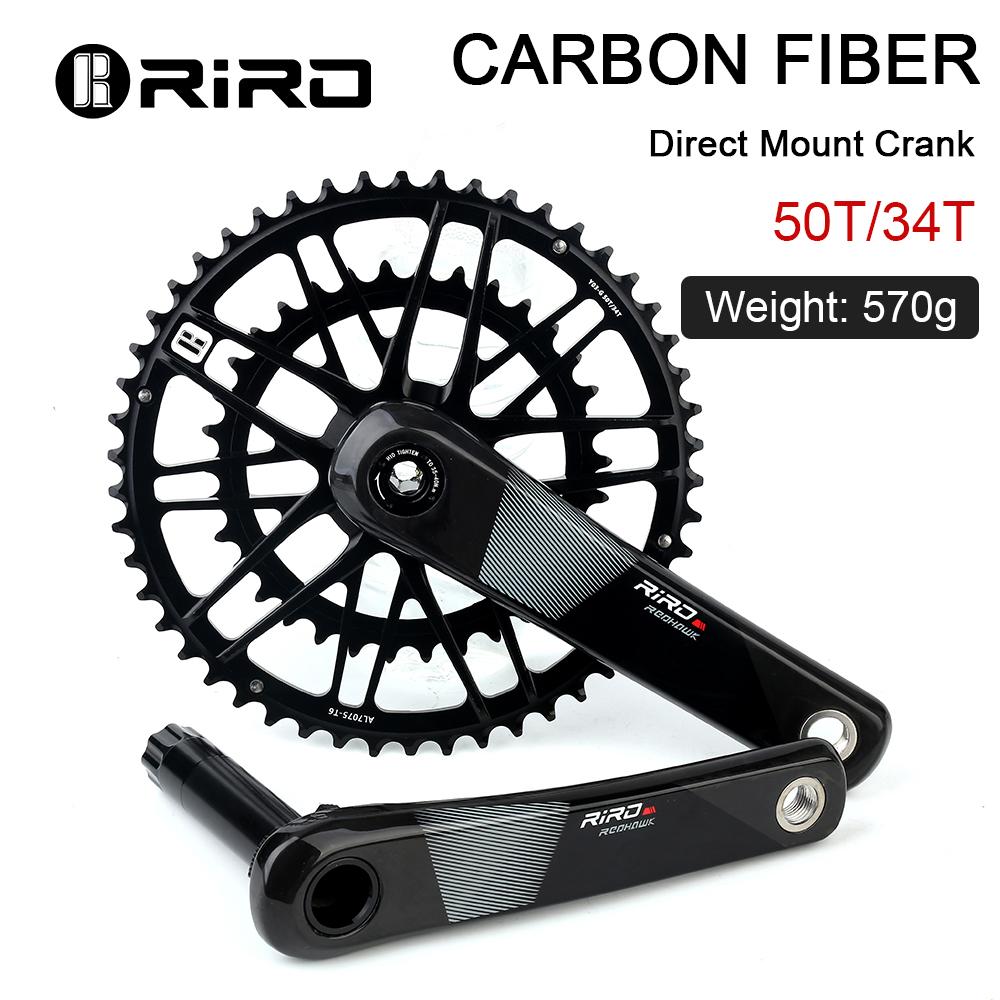 

RIRO Carbon Fiber Crank Road Bike 11/12 Speed 50-34/53-39T Direct Mount Bicycle Crankset 170mm 46/48/50/52T Chainring Bike Parts