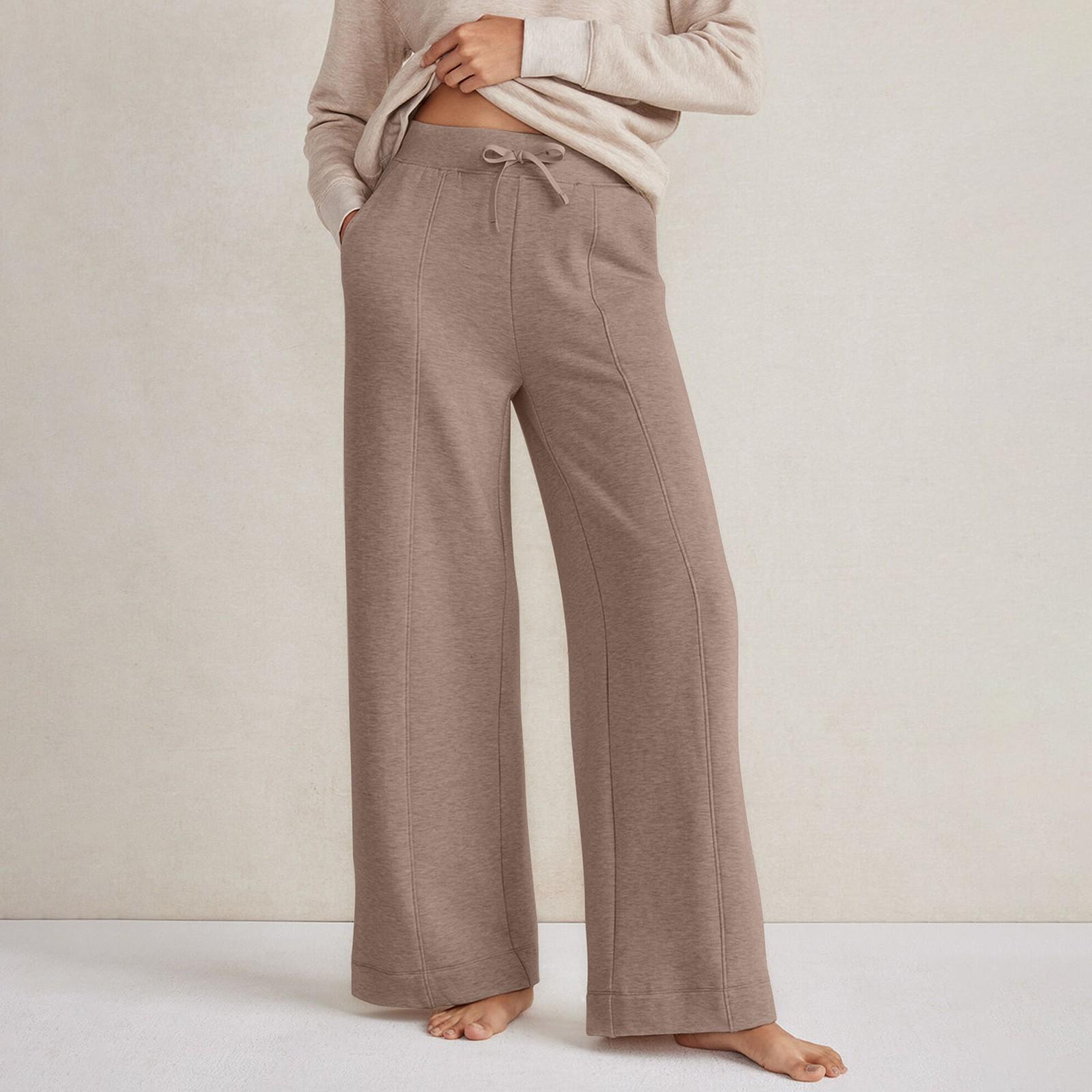 

Женские широкие спортивные штаны с высокой талией, повседневные брюки для занятий йогой L коричневый