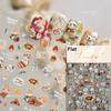 Cartoon Cute Bear Pudding Pretzel Bread Croissant Cookies Shiny 3D Self Adhesive Nail Art Stickers Bakery Lovely Manicure Decals