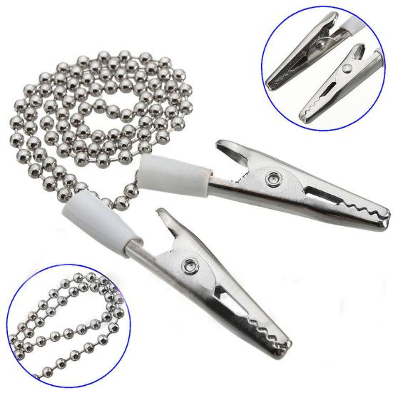 Dental Lab Bib Crocodile Clip Flexible Metal Ball Chain Durable Napkin Holder