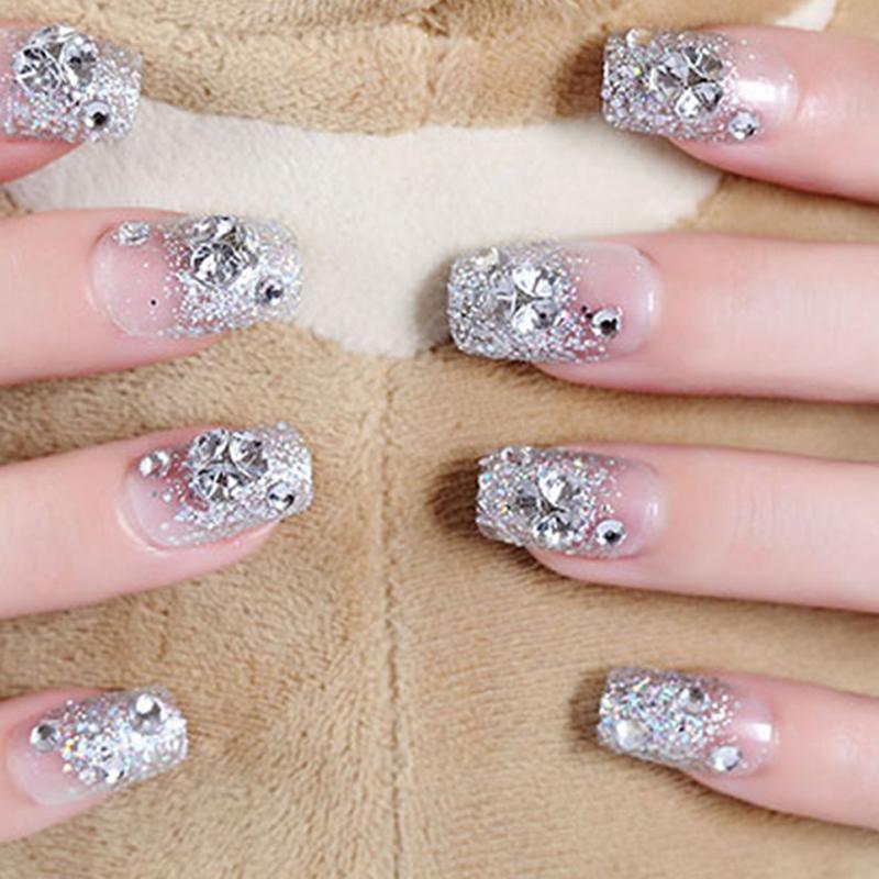 

24 шт./наборы Свадебные накладные ногти невесты Глиттер Жемчуг Наклейки для ногтей Полные типсы для ногтей Ноготь Женский Дизайн ногтей Советы