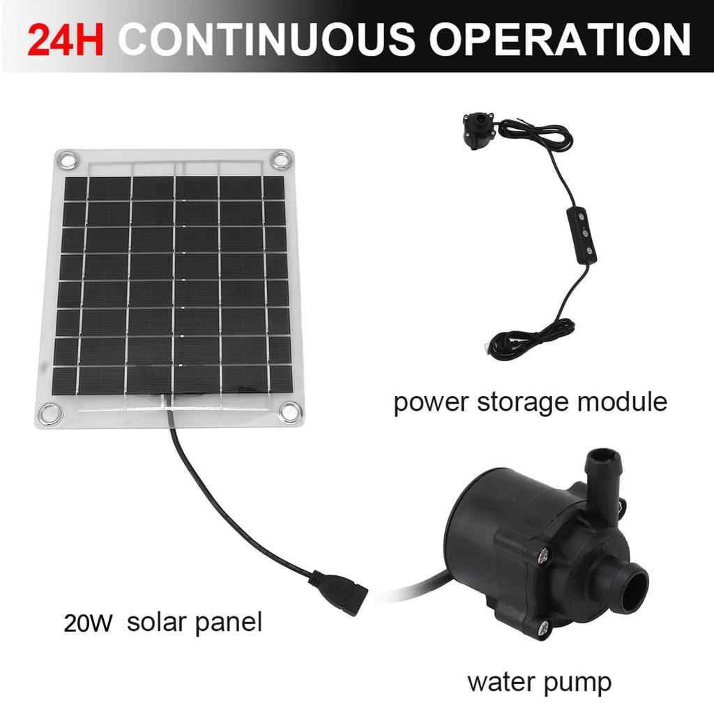 20W Solar Water Water Adjustable Water Solar Water Fountain Solar Pond Solar Fountain Pump with Switch for Fountain Pond and Birdbath Irrigation Pump,