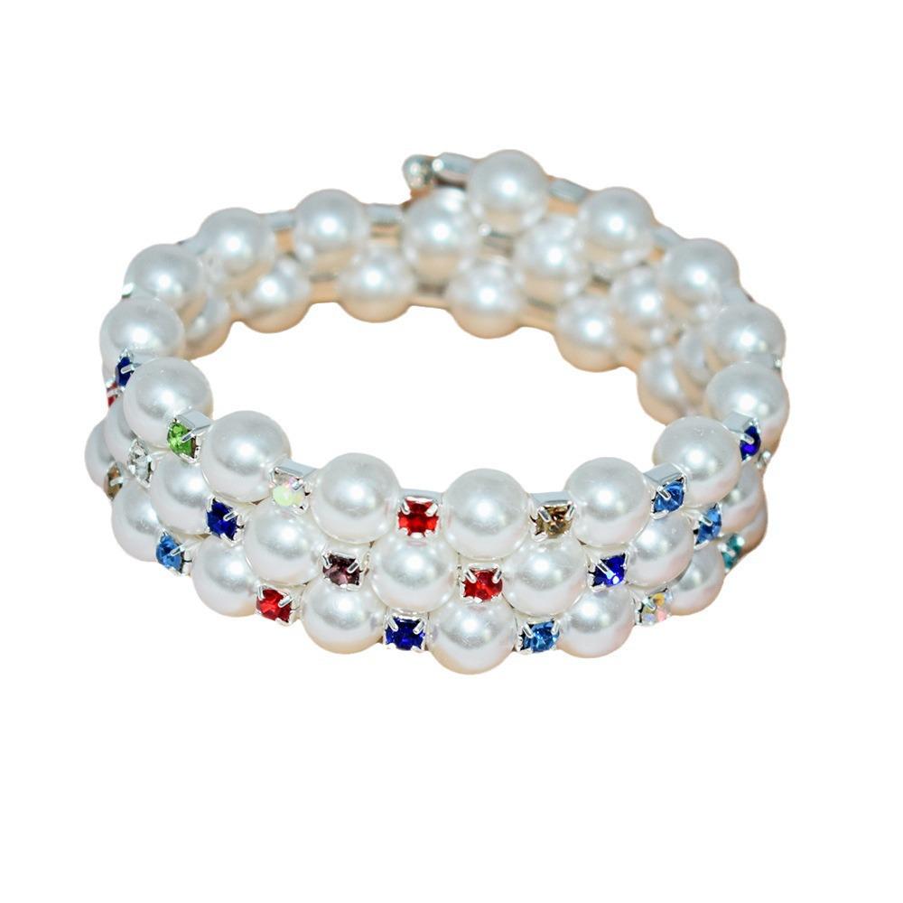 Wielowarstwowa Bransoletka Europejska i Amerykańska: 8mm Kamień Strass Perłowy, Modny Kreatywny Damski Design z 2/3/4/5/7 Rzędami