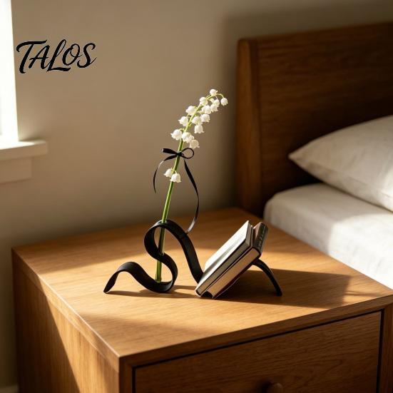 3D Printed Wave Bookshelf, Modern Abstract Ribbon Style Book Stand, Elegant Desk Organizer for Book Magazines, Flower Vase Home Office Decor