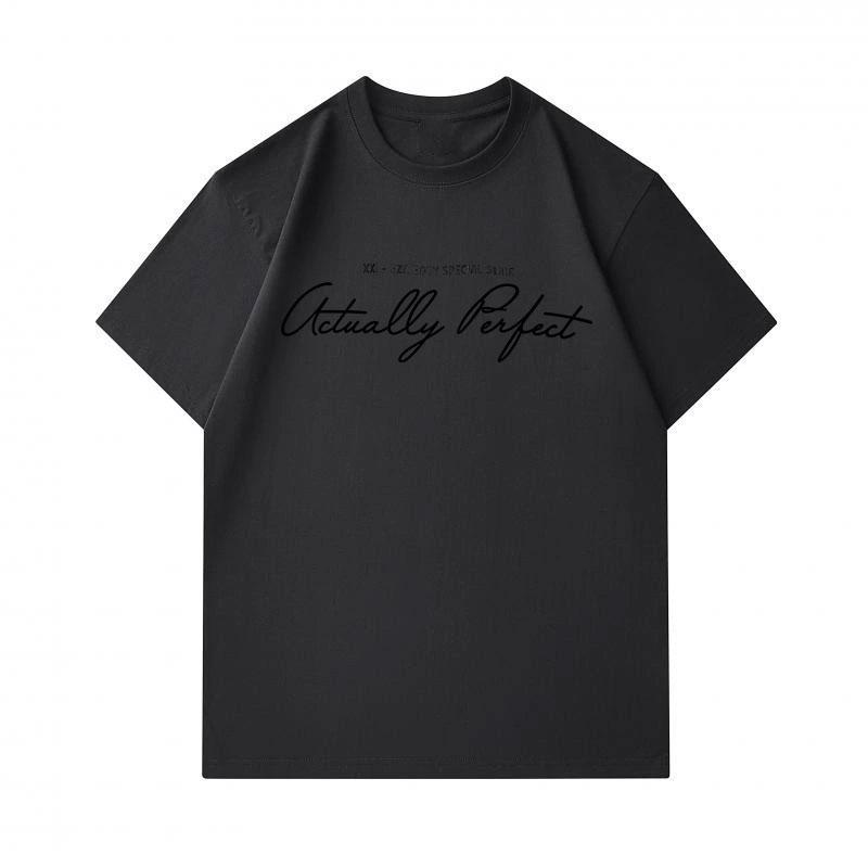 Men's 100% Cotton Crew Neck Short Sleeve T-Shirt, Casual Actually Perfect Cursive Printed Soft Breathable Daily Wear Tees for Men, Relaxed Fit Lightwe