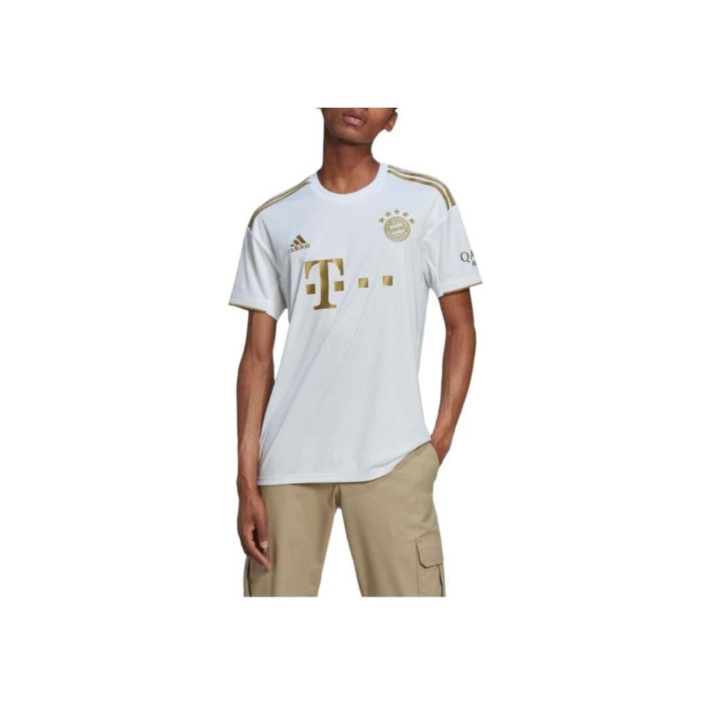 Adidas 22-23 Away Bayern Printed Crew Neck Football Shirt Men Tops White HI3886