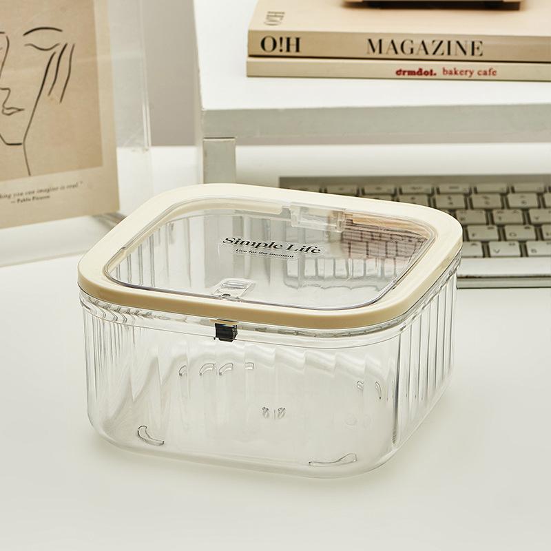 Desktop Pop-up Storage Box Mini Trash Can with Lid Dust Proof Makeup Sundries Bucket Organizer Holder Case