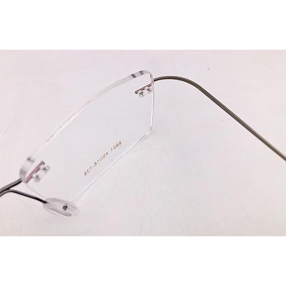 RSINC Rimless OD Light Weight Rectangular Unisex Eye Frame Non -Foldable | Frames for Fashion School & Sports 8801 49-18-138 (Gun Black