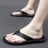 Fashion Men Flip Flops 2026 New Soft Bottom Non-slip Men Slippers Leather Casual Beach Summer Shoes Men Sandals Black