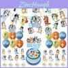 Vibrant Bluey Theme Birthday Party Decoration Pull Flag Insert Row Hanging Spiral Set