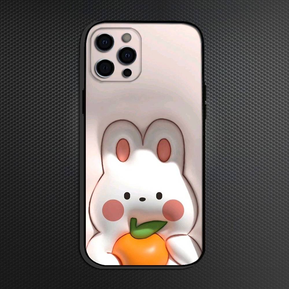 Kawaii Rabbit Phone Case For iPhone 16,15,14,13,12,11 Plus,Pro Max, Others Soft Black Cover