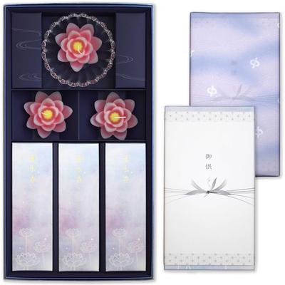 Kondolence Røgelse Gaveæske Vand med Indre Indpakning og Lavet i Lav Gaveæske til Buddhistisk Mindesmærke Første Jubilæum [Lotus Røgelse, Sandeltræ,
