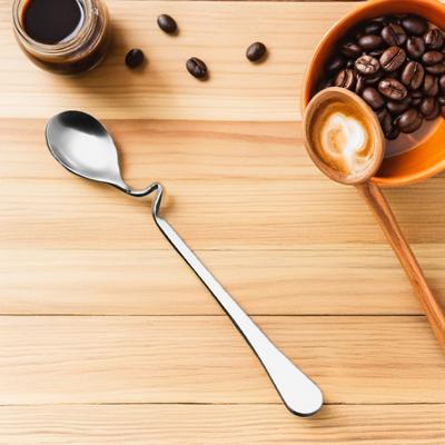 6Pcs Curved Stainless Steel Coffee Spoon Mixing Spoons Long Handle Stirring Spoon for Espresso Coffee Mixing Spoons