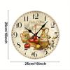 Vintage Olive Oil Wooden Round Silent Hanging Wall Clock, Suitable For Living Room, Office, Study Room, Bedroom, Home Decoration