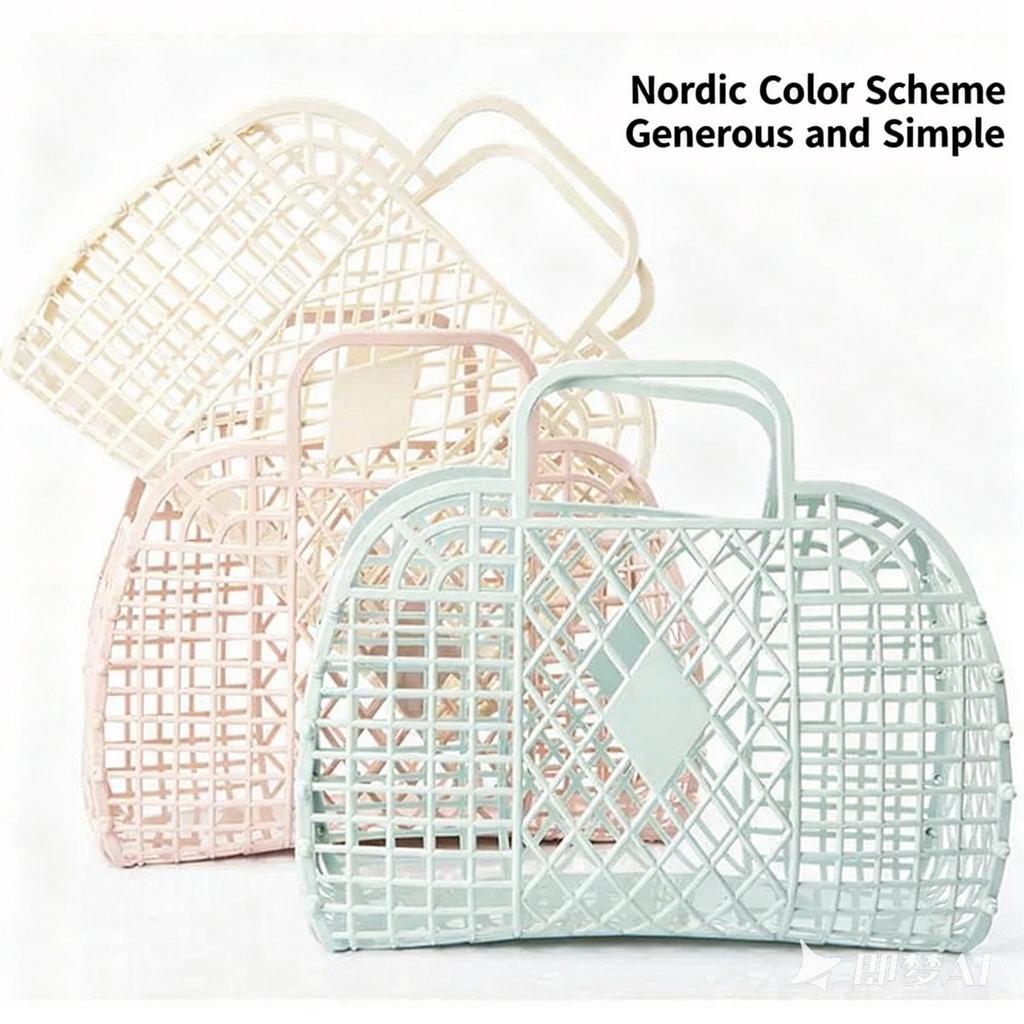 Plastic Hollow Shopping Storage Basket, Foldable Bath Basket, Fruit Basket