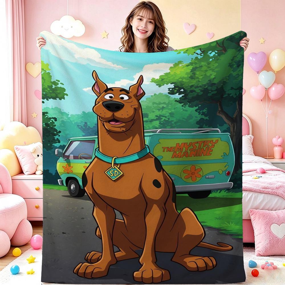 Scoobydoo Mystery Machine Anime Cartoon Flannel Blanket Comfortable Skinfriendly Throw Blanket For Bedroom Bed Sofa Home Decor Christmas Gift