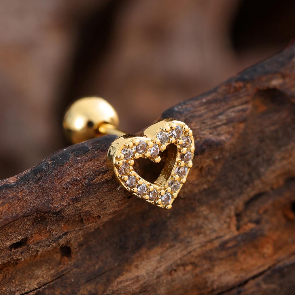 10Pcs/Set 20G Gold Cartilage Earring CZ Tragus Earring Bear Spider Design Helix Stud Rings Conch Ear 316L Steel Piercing Jewelry