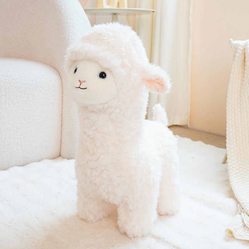 25~48cm Debout Dessin Animé Alpaga Poupée Peluche Jouet Rempli Animal de la Prairie Marron Blanc Peluche Mignonne Compagnon Cadeau 48cm