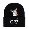 CR7 Knit Black Football Hat - Unisex, Versatile, Warm for Autumn & Winter