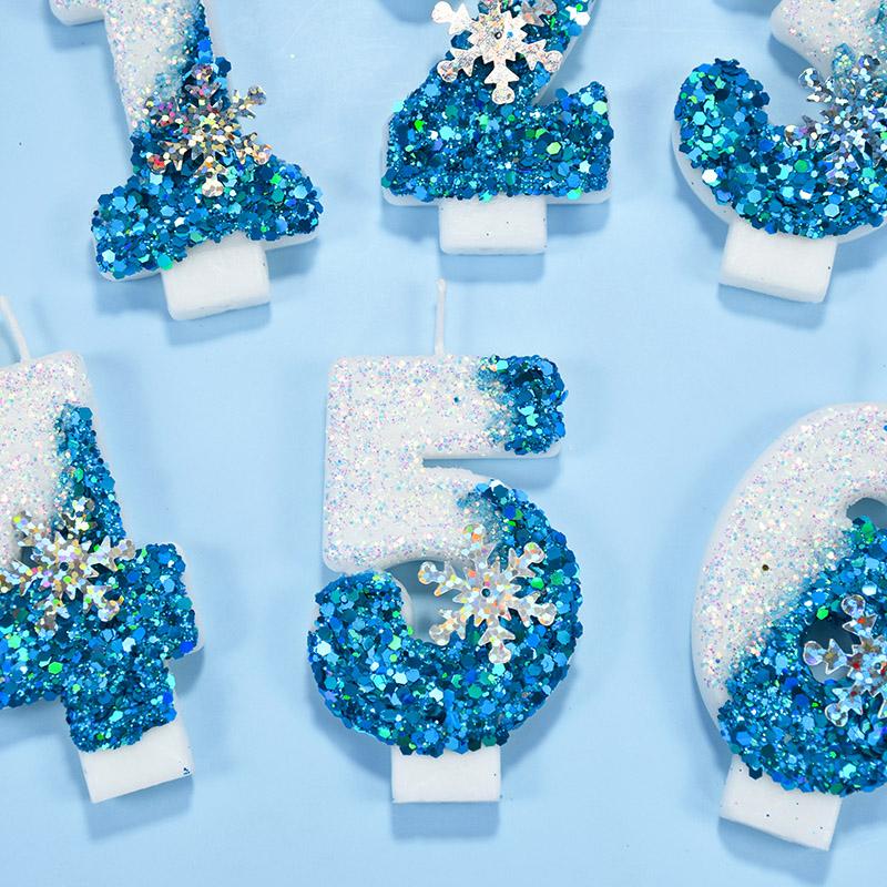 1 buc fulg de zăpadă temă număr 0-9 lumânare tort decor printesa ziua de naștere tort toppers nuntă petrecere tort decorare Crăciun consumabile