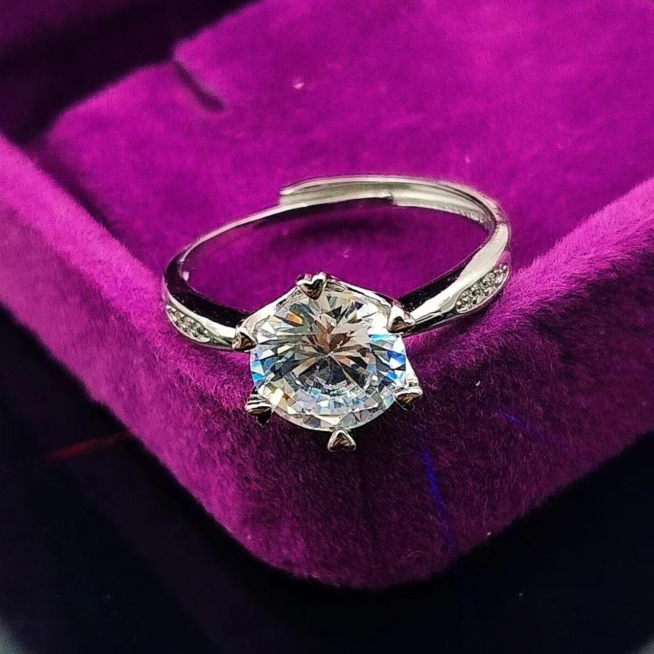 Ювелирные изделия Кольцо с бриллиантом Женское Классическое кольцо с шестью крапанами Кольцо для пары Кольцо с цирконом Adjustable opening