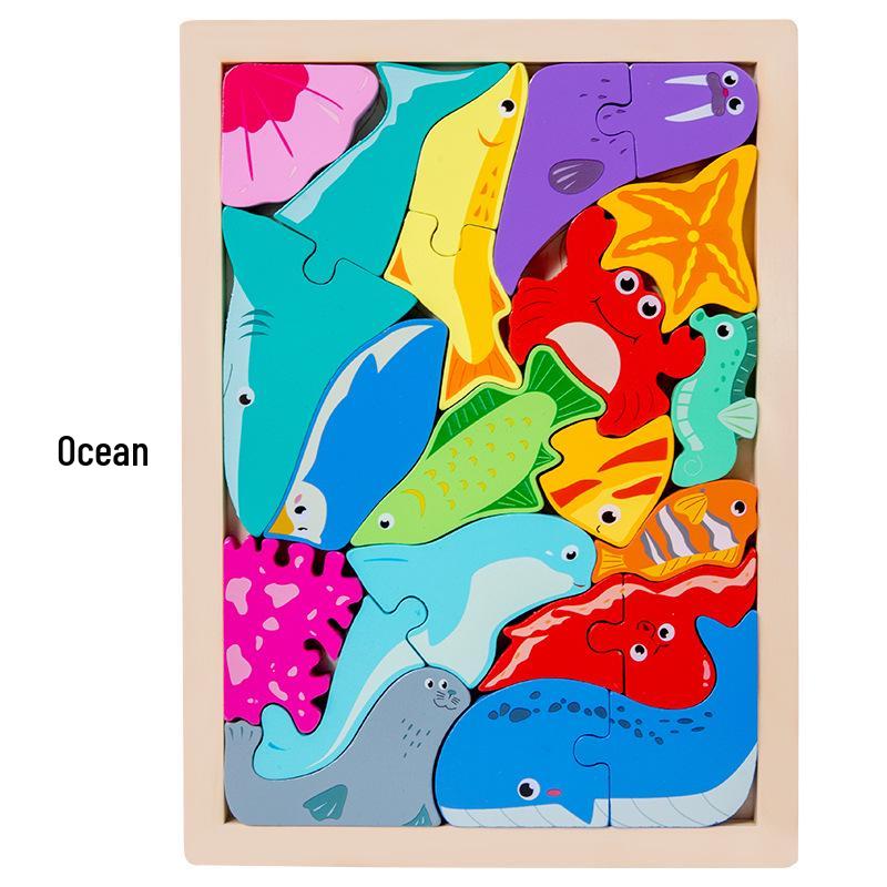3D Cartoon Puzzle: Large Wooden Building Blocks for Kids 3-6