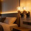 Vintage Plug-In Night Light with Resin Dusk-to-Dawn Sensor Brass Base LED Lamp Light Energy-Saving Ambient Night