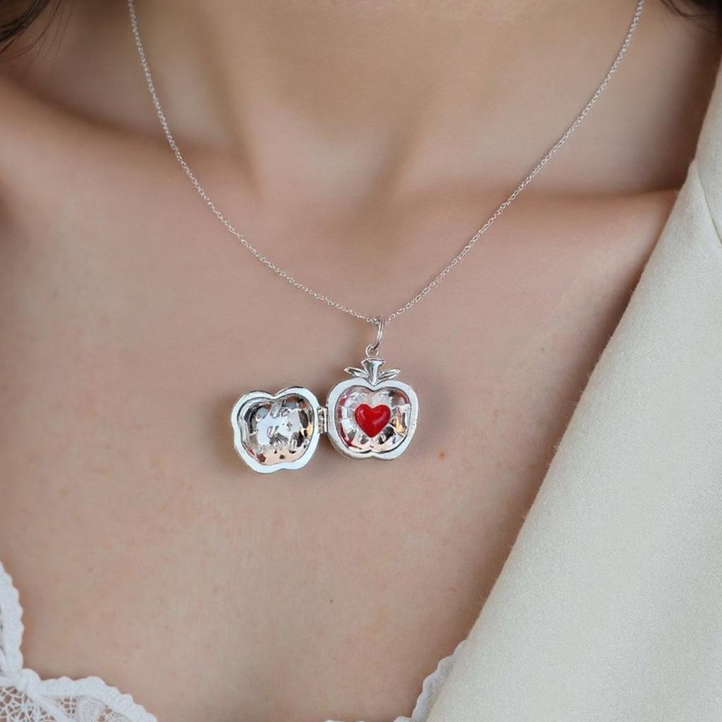 Elegant Apple Pendant Necklace Daily Wear Jewelry Openable Pendant Neckalce Perfect for Fashionable Youthful Women