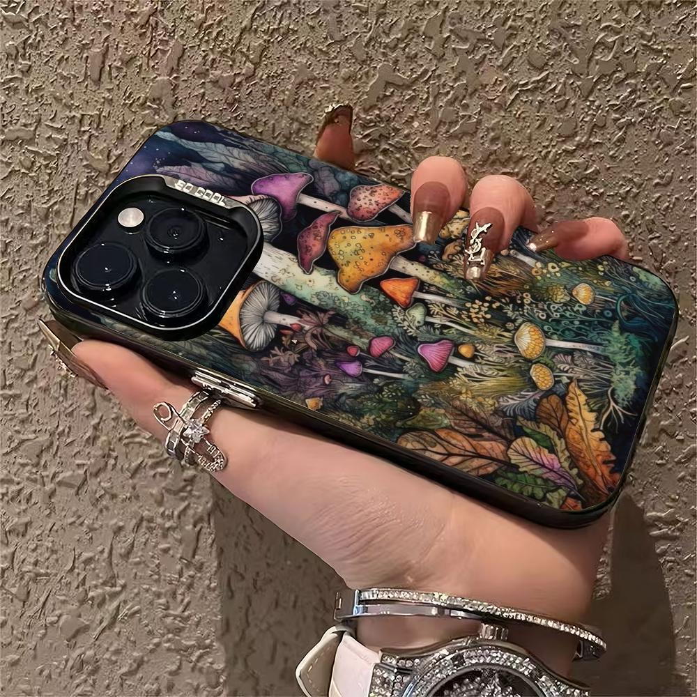 Fashionable Mushroom Pattern Design Phone Case Suitable for iPhone 17 16 15 14 13 12 11 Pro/Max/Plus Shockproof and Anti Drop