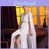European Fantasy Costume For Women With Deep V Neck And Slit Skirt For Halloween Parties