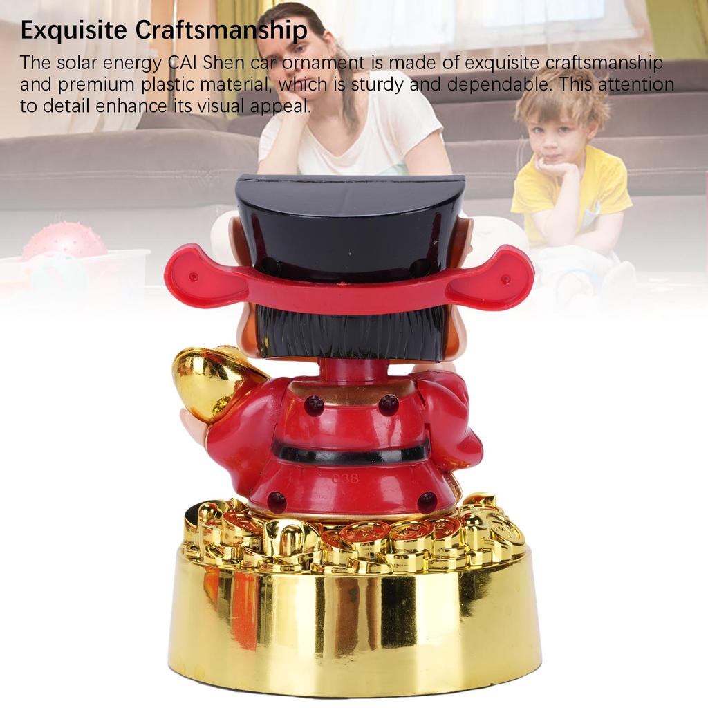 Solar Powered CAI Shen Statue Nodding Fortune Ornament Car Ornament Home Decoration South Road Type