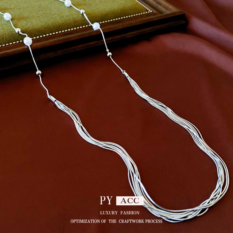 French Pearl Multi-Layer Necklace: Elegant, Versatile Fashion Accessory with Unique Design