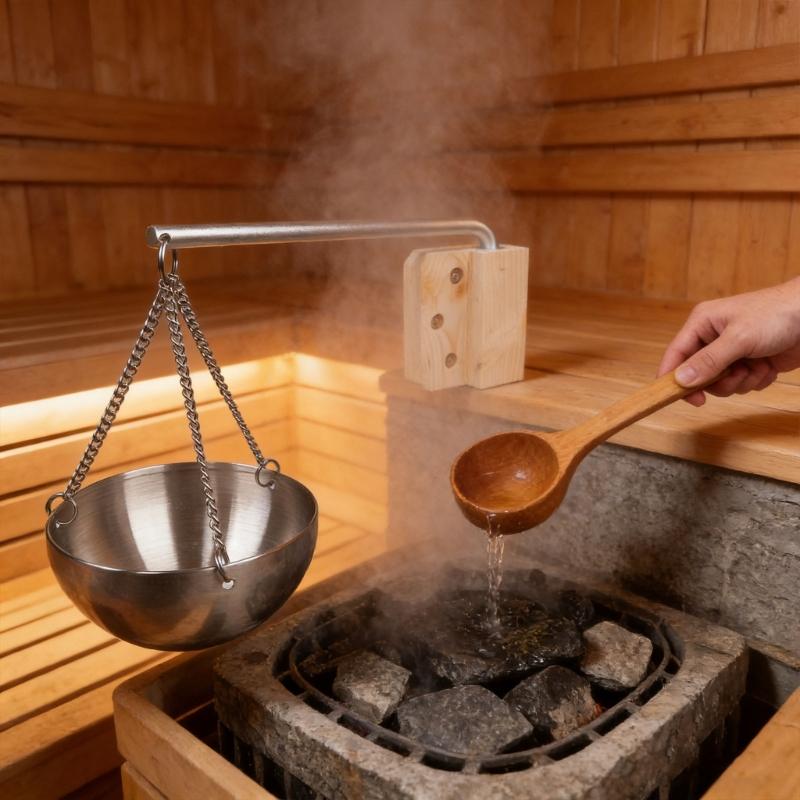 Essential Oil Bowl Stainless Steel Sauna Oil Cup Sauna Aromatherapies Bowl Oil Cup Holder with Wood Plate and Screws