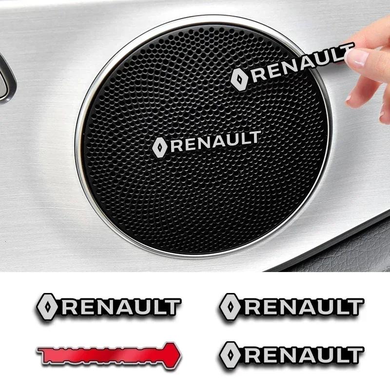 For Renault Clio Laguna 2 Megane 2 3 Duster RS Accessories 2/4Pcs 3D Aluminum Car Audio Stereo Speaker Badge Emblem Sticker QQ1
