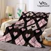 Pink Heart Argyle Flannel Blanket Warm Soft Halloween Christmas Decorative Couch Warm Cozy All-Season Gift