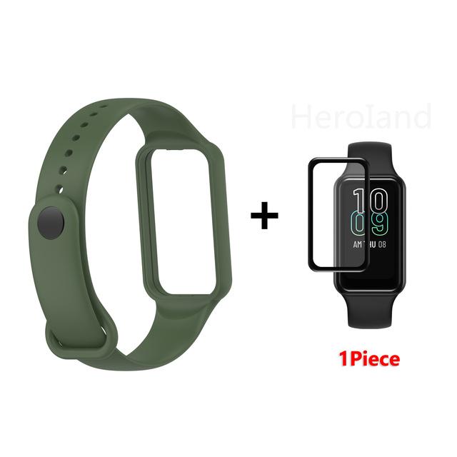 Fashion Silicone WatchStrap For Huami Amazfit Band 7 SmartWatch Band Bracelet Wristband For Amazfit band7 Strap Buckle +film