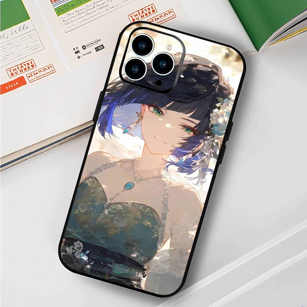 Yelan Anime Game Genshin Impact Phone Case For IPhone 17 Air 16 15 14 13 Pro Max 11 12 Black Silicone Cover