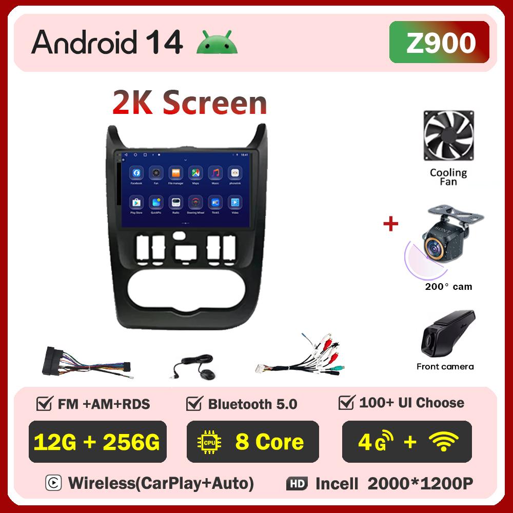 For Renault Logan 1 Sandero 2009-2015 Largus Dacia Duster Car Multimedia Video Player Touch Screen Android 14 Autoradio 5G Wifi