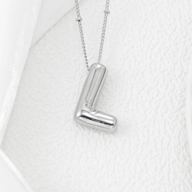 Smooth Chunky Bubble Initial letter Pendant Necklace Women Personality Jewelry Gold Balloon 26 Letter Necklaces