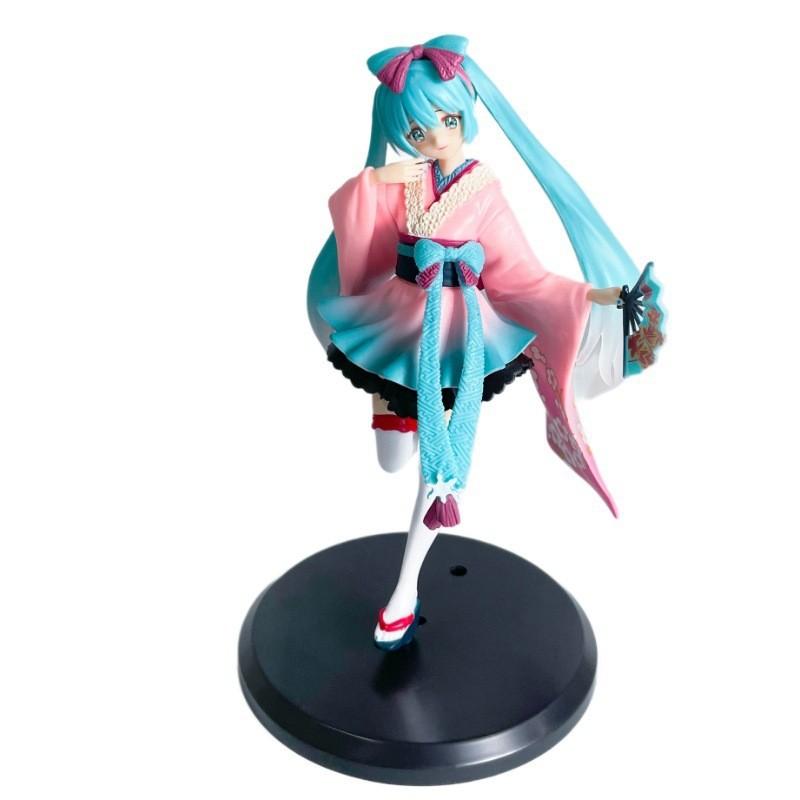 Kizuna Ai and the Long-hair Princess Miku Figurines, Anime-style Cute Girl 2D Model Decorative Items, Gifts and Souvenirs.