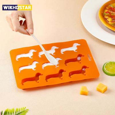 Dackelförmige Eiswürfelform, kreative Schokoladenkeks-Silikonform, DIY-Heim-Eiswürfelschale, Silikon-Molud-Gadgets