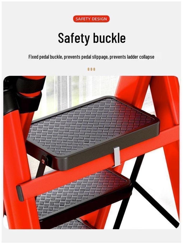 Multi-Functional Telescopic A-Frame Folding Ladder - Thick Carbon Steel Step Ladder for Indoor Use