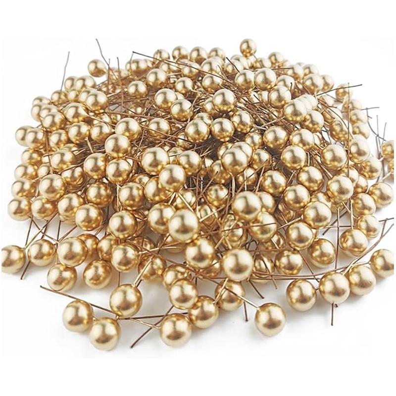 

20Pcs Foam Artificial Holly Berry Mini Christmas Red Berry for Christmas Xmas Tree Ornaments Home Navidad New Year Decorations 1.2cm золотой