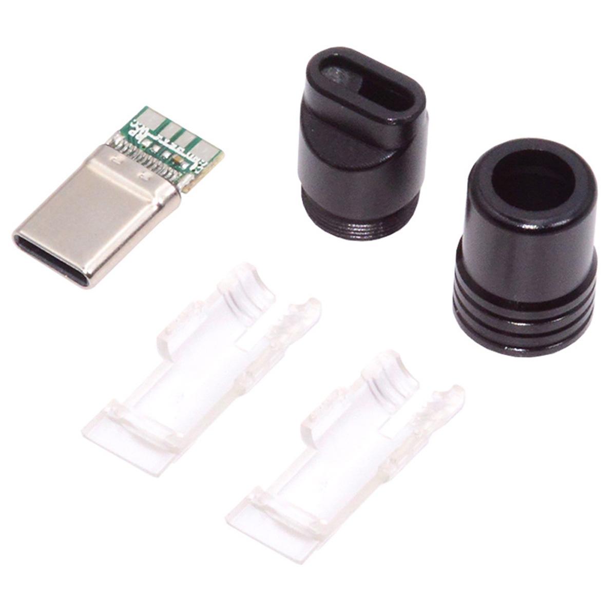 

CN-026-BK USB 3.1 Type-C Male Plug Connector Solder Type with Aluminum Alloy Shell for 4.0mm-6.0mm Cable A