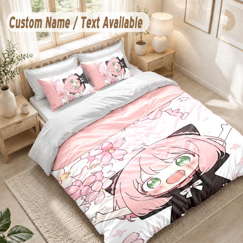 Spy Family Bedding Set, 1 Duvet Cover & 2 Pillowcases Soft Comfortable Bedroom Home Textile Decor