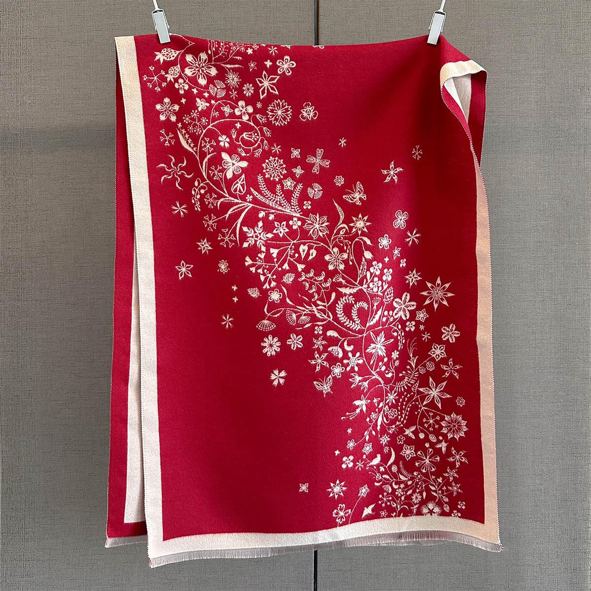 

Winter Warm Cashmere Plant And Flower Printing Scarf For Women Luxury Print Pashmina Shawl Wrap Neckerchief One Size