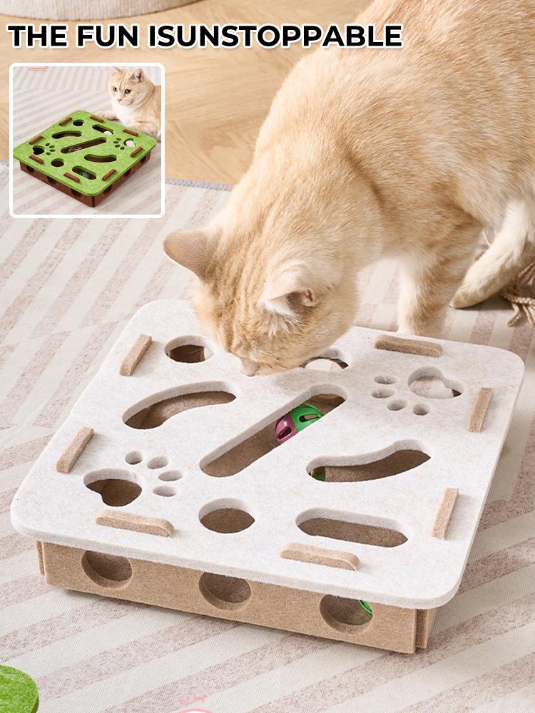 Cat Puzzle Toy Felt Puzzle Box Cat Exercise Toy with Ball Indoor Sports Entertainment Hunting Cat Toys for Indoor Cats