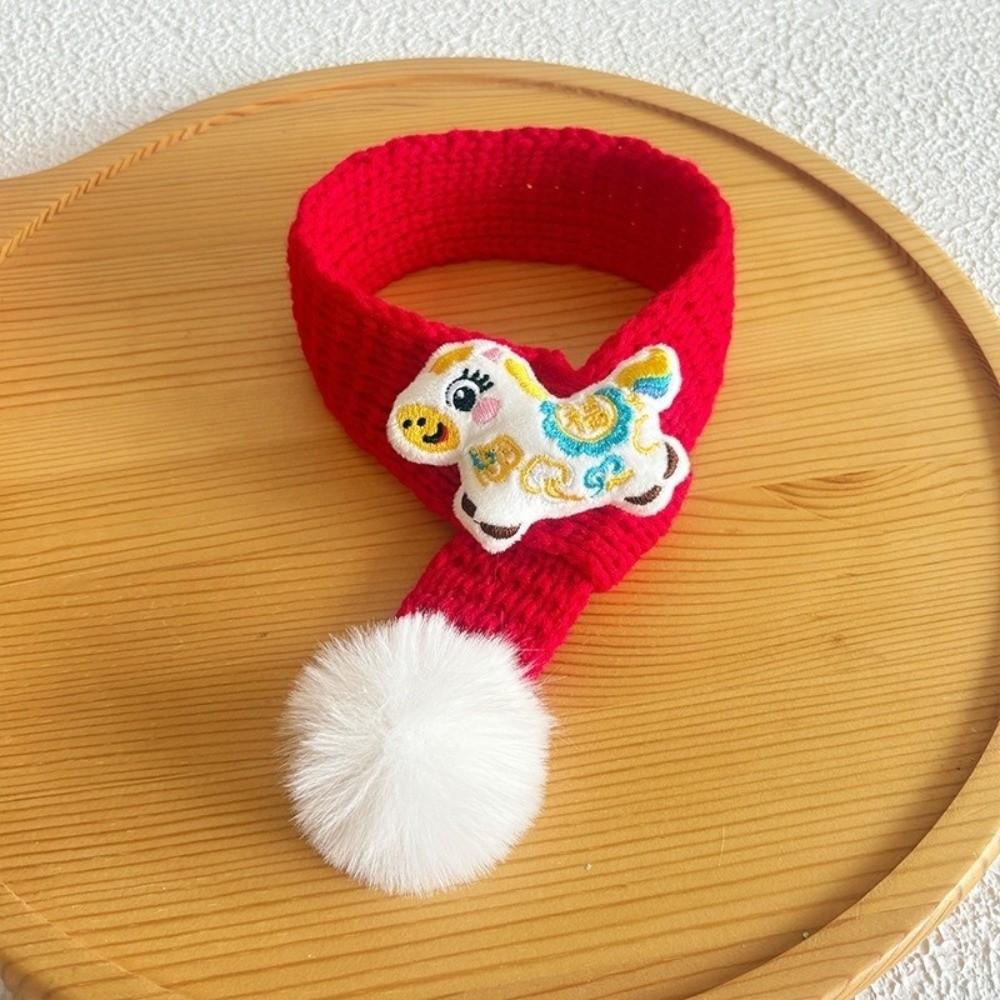 Year Pet Red Color Pet Scarf Warm Collar Horse Year Cat Scarf Blessing Hoop Lucky Design Dress Up Accessories Holiday Dress Up