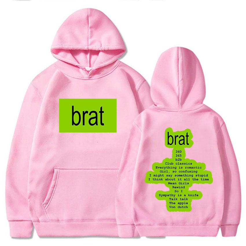 Charli XCX Singer Printing Hoodies Album Brat Graphic Hooded Sweatshirts Sudaderas Con Capucha Long Sleeve Casual Men Hoody