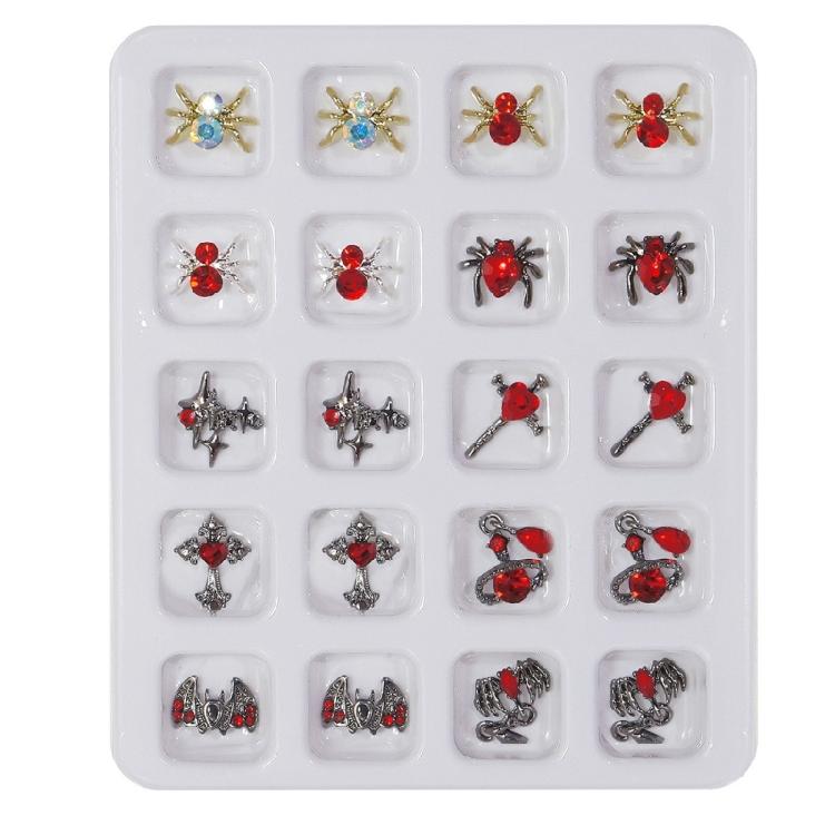 3D Halloween Nail Art Charms Skull Spiders Rhinestones Skeleton Alloy Nail Art 1